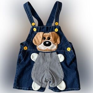 Kids Denim Overalls with Dog Design